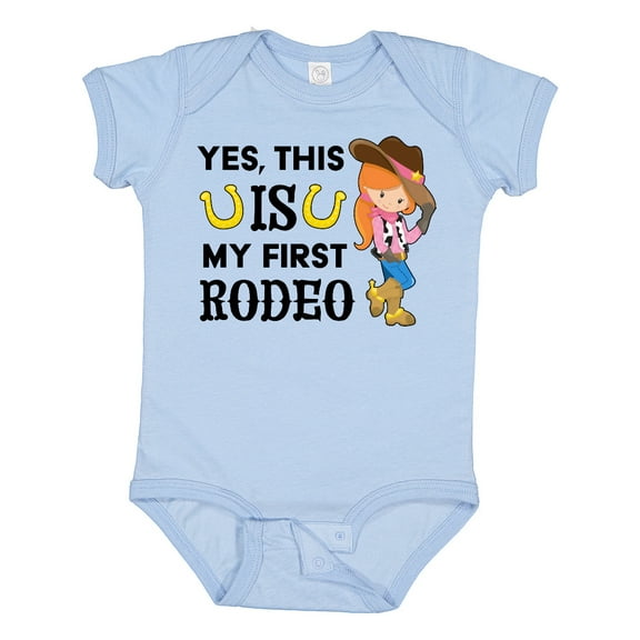 Inktastic Yes, This is My First Rodeo- Cowgirl in Hat and Boots Girls Baby Bodysuit