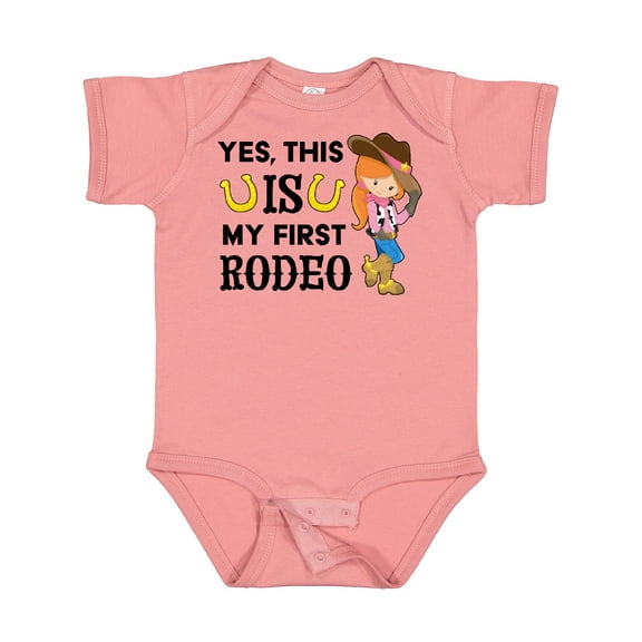 Inktastic Yes, This is My First Rodeo- Cowgirl in Hat and Boots Girls Baby Bodysuit