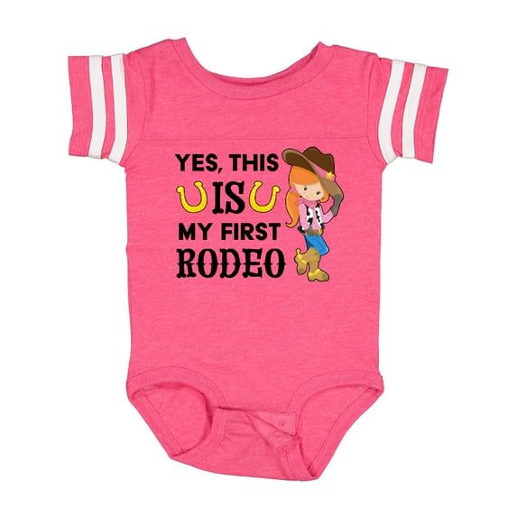 Inktastic Yes, This is My First Rodeo- Cowgirl in Hat and Boots Girls Baby Bodysuit
