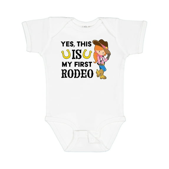 Inktastic Yes, This is My First Rodeo- Cowgirl in Hat and Boots Girls Baby Bodysuit
