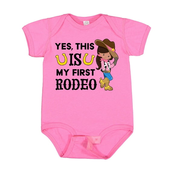 Inktastic Yes, This is My First Rodeo- Cowgirl in Hat and Boots Girls Baby Bodysuit