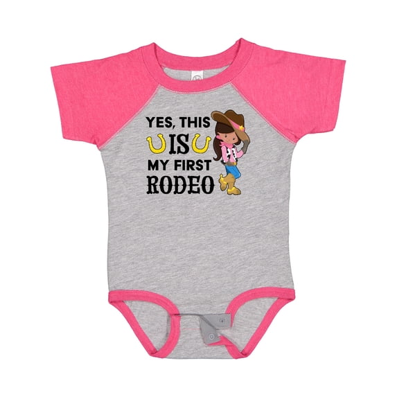 Inktastic Yes, This is My First Rodeo- Cowgirl in Hat and Boots Girls Baby Bodysuit