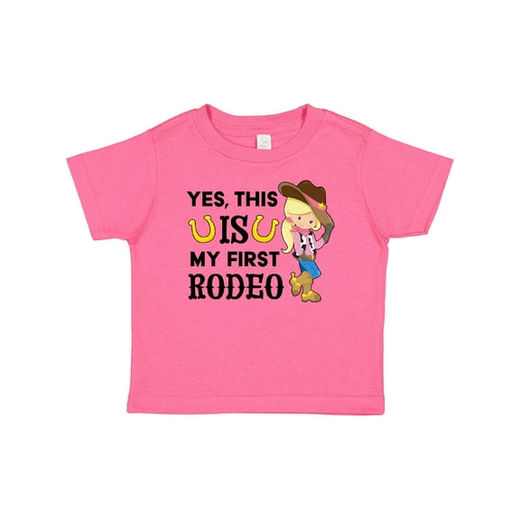 Inktastic Yes, This is My First Rodeo- Cowgirl in Hat and Boots Girls Baby T-Shirt