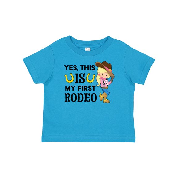 Inktastic Yes, This is My First Rodeo- Cowgirl in Hat and Boots Girls Baby T-Shirt