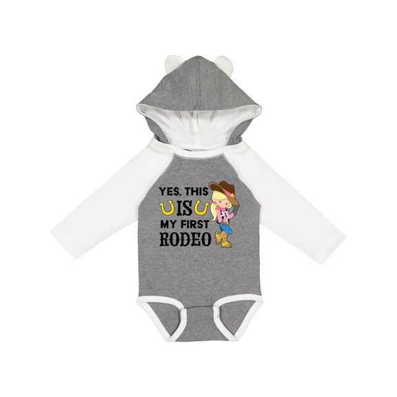 Inktastic Yes, This is My First Rodeo Cowgirl in Hat and Boots Girls Long Sleeve Baby Bodysuit