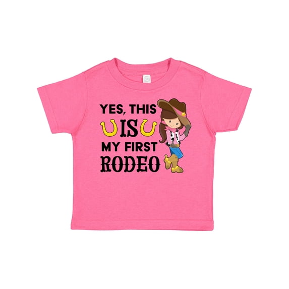 Inktastic Yes, This is My First Rodeo Cowgirl in Hat and Boots Girls Toddler T-Shirt