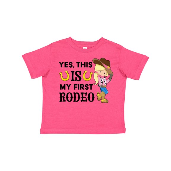 Inktastic Yes, This is My First Rodeo Cowgirl in Hat and Boots Girls Toddler T-Shirt