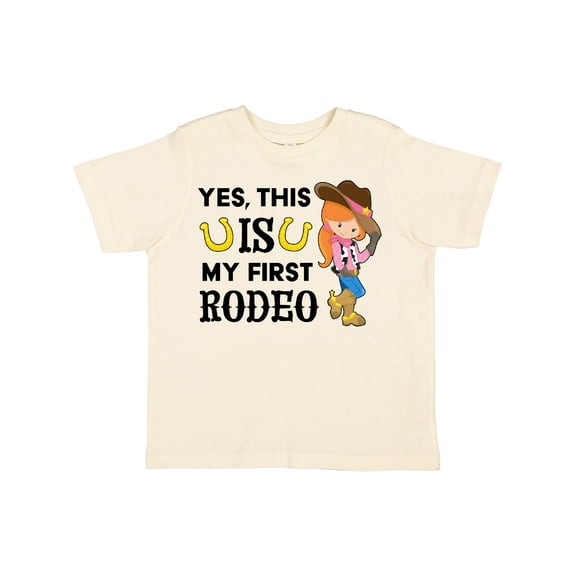 Inktastic Yes, This is My First Rodeo Cowgirl in Hat and Boots Girls Toddler T-Shirt