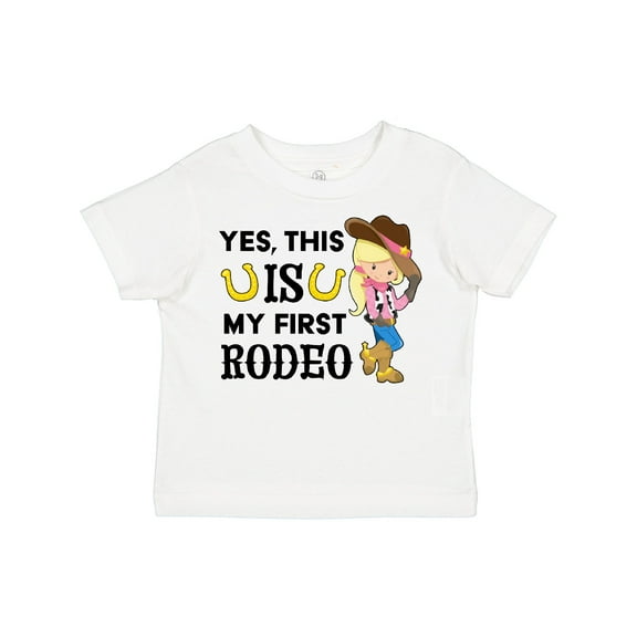 Inktastic Yes, This is My First Rodeo Cowgirl in Hat and Boots Girls Toddler T-Shirt