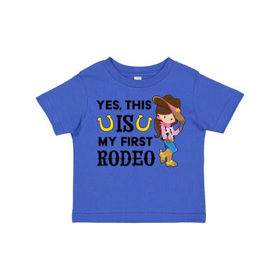 Inktastic Yes, This is My First Rodeo Cowgirl in Hat and Boots Girls Toddler T-Shirt