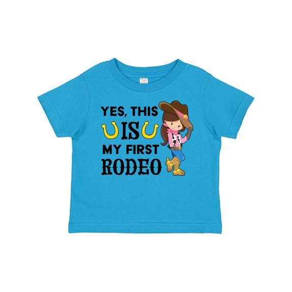 Inktastic Yes, This is My First Rodeo Cowgirl in Hat and Boots Girls Toddler T-Shirt