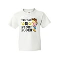 thumbnail image 1 of Inktastic Yes, This is My First Rodeo- Cowgirl in Hat and Boots Youth T-Shirt, 1 of 5