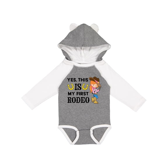 Inktastic Yes, this IS my First Rodeo- cowgirl in hat and boots Girls Long Sleeve Baby Bodysuit