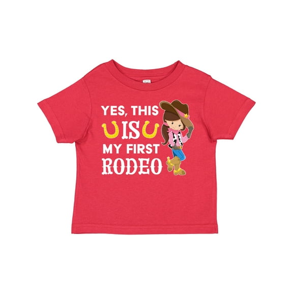 Inktastic Yes, This is My First Rodeo Cowgirl in Hat and Boots Girls Toddler T-Shirt