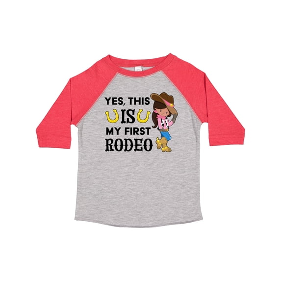 Inktastic Yes, this IS my First Rodeo- cowgirl in hat and boots Girls Toddler T-Shirt