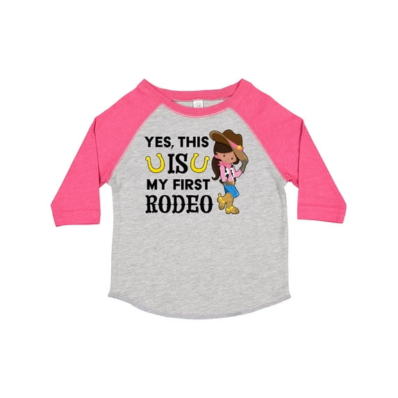 Inktastic Yes, this IS my First Rodeo- cowgirl in hat and boots Girls Toddler T-Shirt