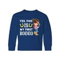 thumbnail image 1 of Inktastic Yes, this IS my First Rodeo- cowgirl in hat and boots Long Sleeve Youth T-Shirt, 1 of 5