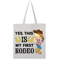 thumbnail image 1 of Inktastic Yes, this IS my First Rodeo- cowgirl in hat and boots Tote Bag, 1 of 4