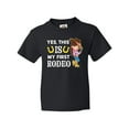 thumbnail image 1 of Inktastic Yes, this IS my First Rodeo- cowgirl in hat and boots Youth T-Shirt, 1 of 5