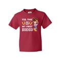 thumbnail image 1 of Inktastic Yes, this IS my First Rodeo- cowgirl in hat and boots Youth T-Shirt, 1 of 5