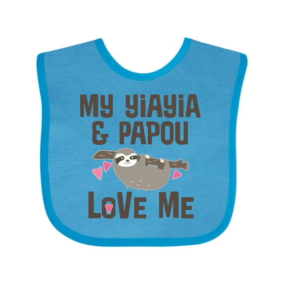 Inktastic Yia Yia and Papou Love Me Sloth Boys or Girls Baby Bib