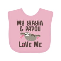 Inktastic Yia Yia and Papou Love Me Sloth Boys or Girls Baby Bib