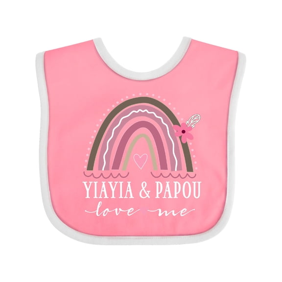 Inktastic Yiayia and Papou Granddaughter Rainbow Girls Baby Bib