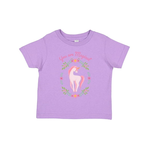 Inktastic You Are Magical Pink and White Unicorn with Flowers Boys or Girls Toddler T-Shirt