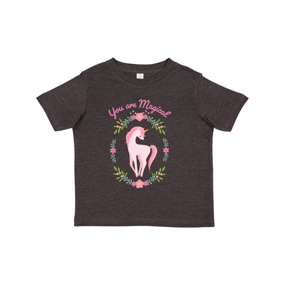Inktastic You Are Magical Pink and White Unicorn with Flowers Boys or Girls Toddler T-Shirt
