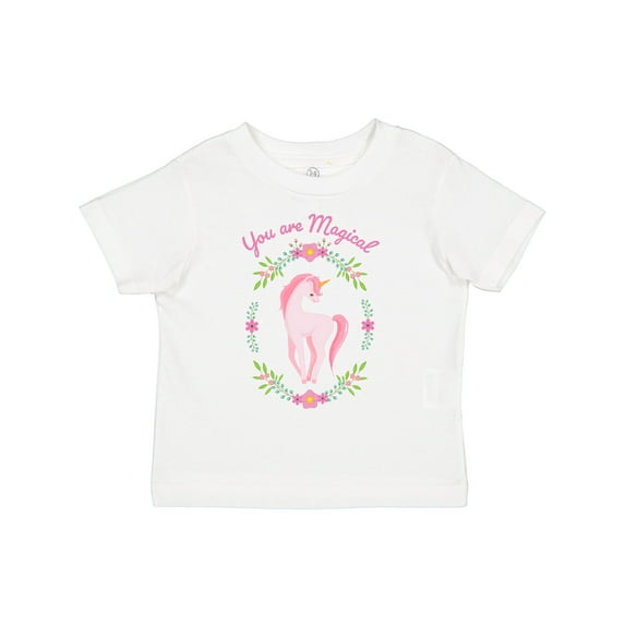 Inktastic You Are Magical Pink and White Unicorn with Flowers Boys or Girls Toddler T-Shirt