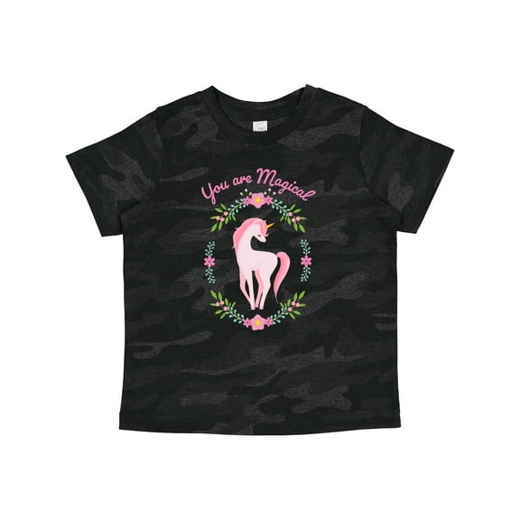 Inktastic You Are Magical Pink and White Unicorn with Flowers Boys or Girls Toddler T-Shirt
