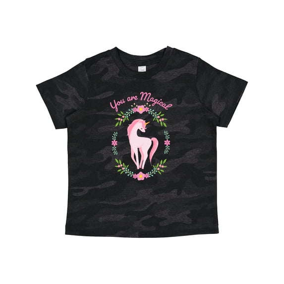 Inktastic You Are Magical Pink and White Unicorn with Flowers Boys or Girls Toddler T-Shirt