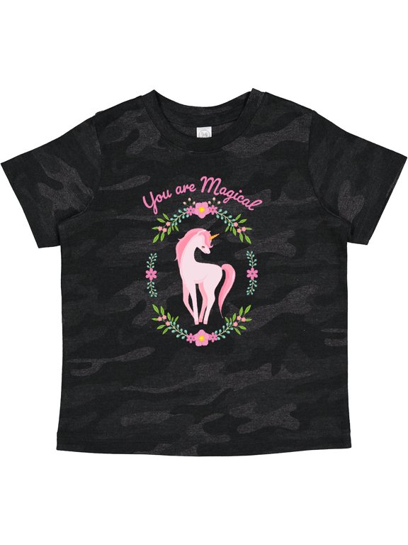 Inktastic You Are Magical Pink and White Unicorn with Flowers Boys or Girls Toddler T-Shirt