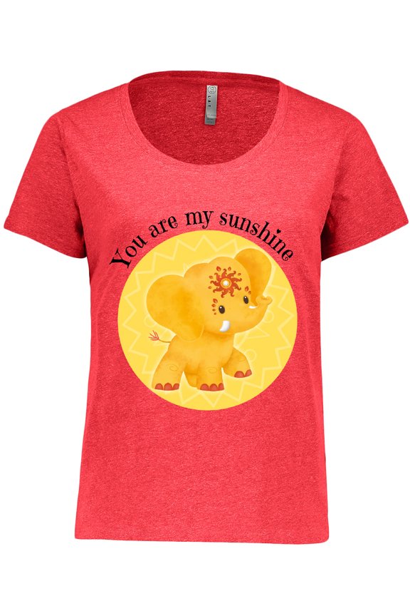 You Are My Sunshine Elephant Etana Yellow and Cute Women's Plus Size T-Shirt
