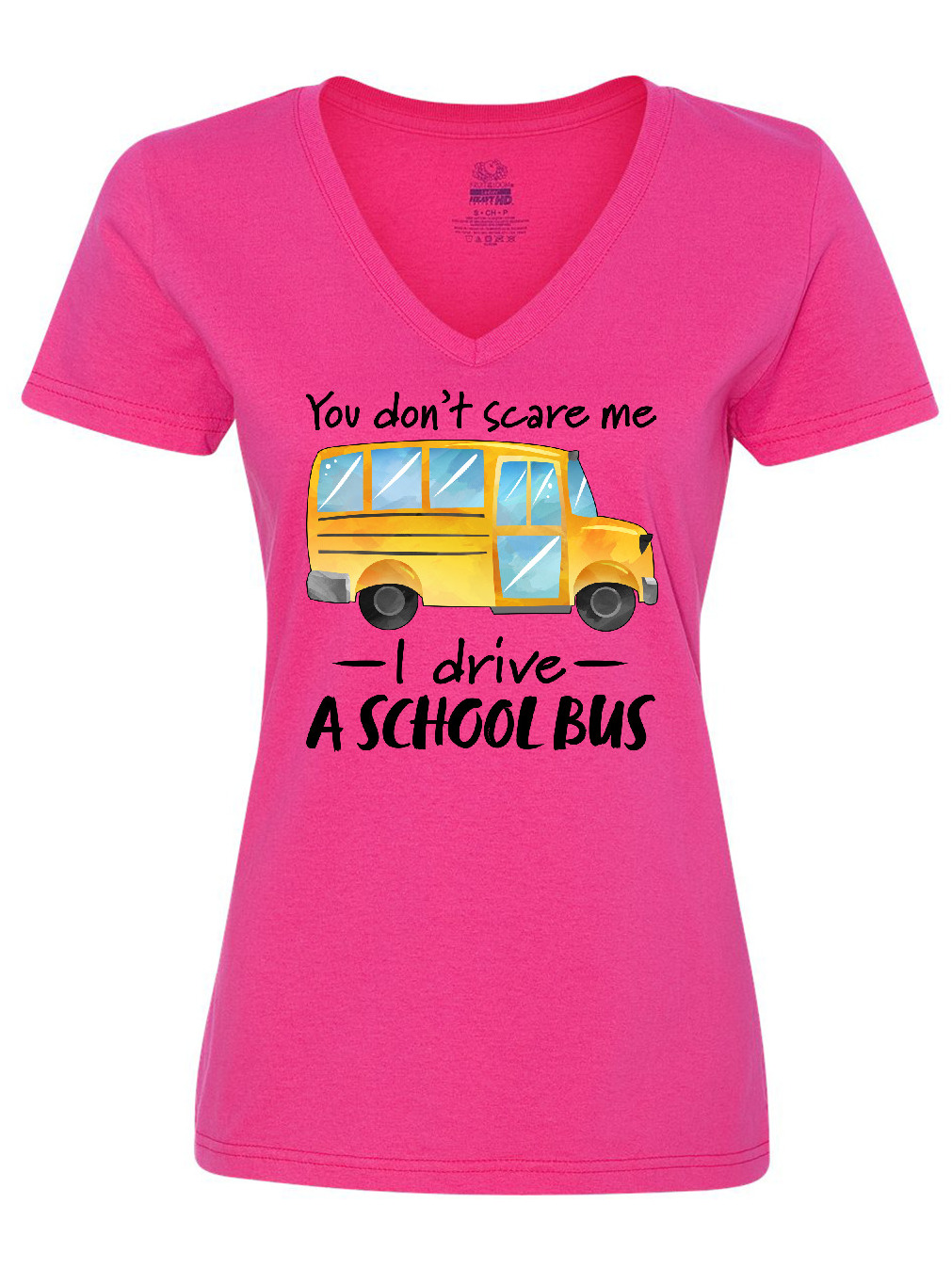 Inktastic You Dont Scare Me- I Drive a School Bus Women's V-Neck T-Shirt - image 1 of 4