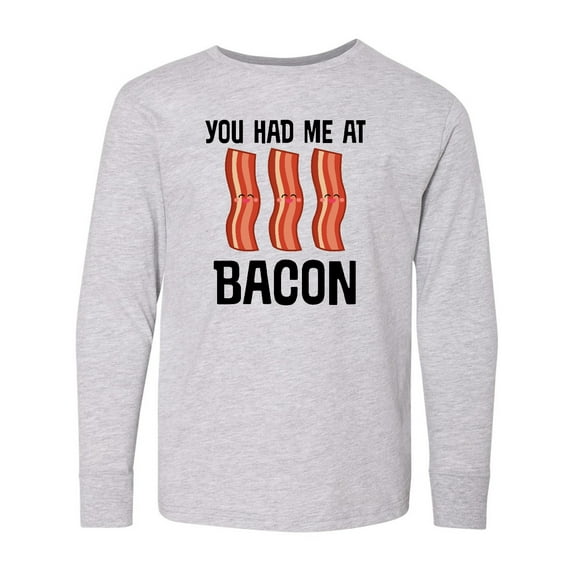 Inktastic You Had Me At Bacon Funny Bacon Lover Gift Long Sleeve Youth T-Shirt