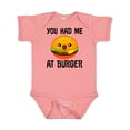 thumbnail image 1 of Inktastic You Had Me at Burger Boys or Girls Baby Bodysuit, 1 of 5
