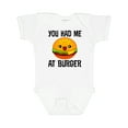 thumbnail image 1 of Inktastic You Had Me at Burger Boys or Girls Baby Bodysuit, 1 of 5