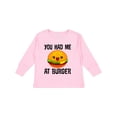 thumbnail image 1 of Inktastic You Had Me at Burger Boys or Girls Long Sleeve Toddler T-Shirt, 1 of 5