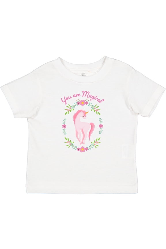 You are Magical Pink and White Unicorn with Flowers Boys or Girls Baby T-Shirt