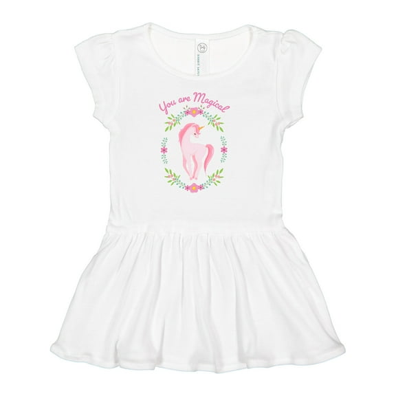 Inktastic You are Magical Pink and White Unicorn with Flowers Girls Baby Dress