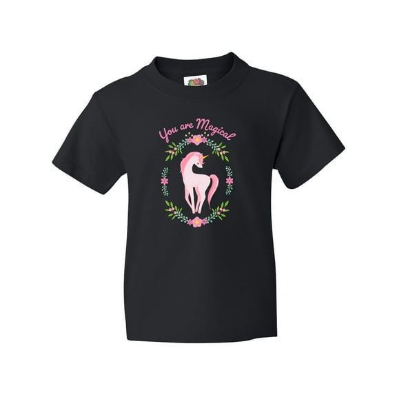 Inktastic You are Magical Pink and White Unicorn with Flowers Youth T-Shirt