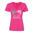 thumbnail image 1 of Inktastic You're Flippin' Fintastic Dolphins Women's V-Neck T-Shirt, 1 of 5