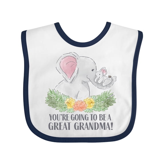 Inktastic You're Going to Be a Great Grandma Elephants with Flowers Boys or Girls Baby Bib