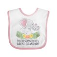 thumbnail image 1 of Inktastic You're Going to Be a Great Grandma Elephants with Flowers Boys or Girls Baby Bib, 1 of 4