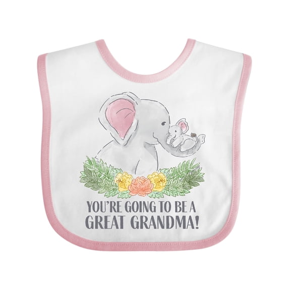 Inktastic You're Going to Be a Great Grandma Elephants with Flowers Boys or Girls Baby Bib