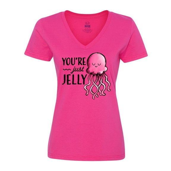 Inktastic You're Just Jelly with Pink Jellyfish Women's V-Neck T-Shirt