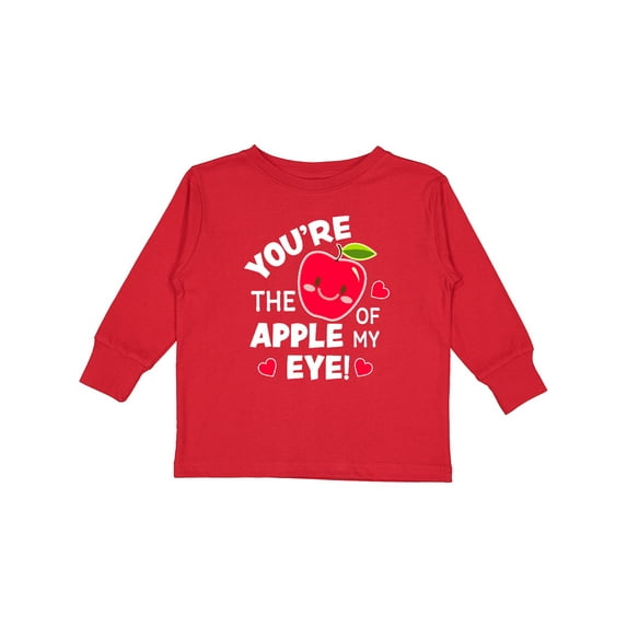Inktastic Youre The Apple of My Eye Valentine Pun with Cute Apple Boys or Girls Long Sleeve Toddler T-Shirt