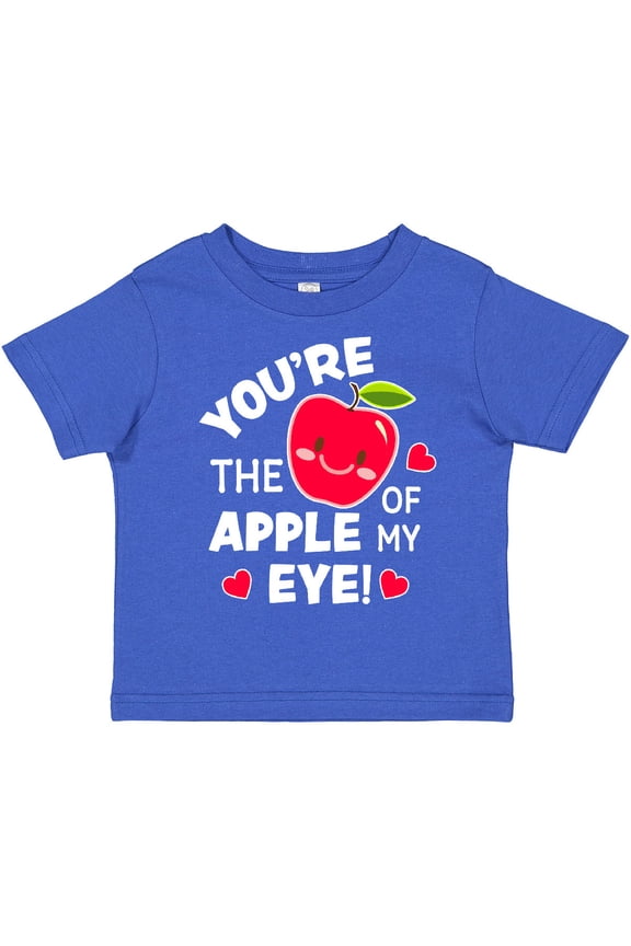 Youre The Apple of My Eye Valentine Pun with Cute Apple Boys or Girls Toddler T-Shirt