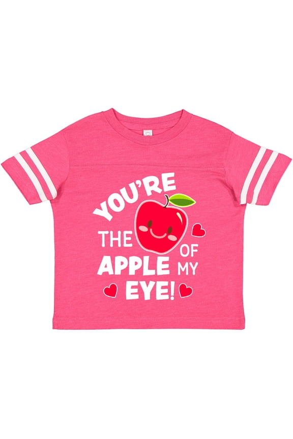 Youre The Apple of My Eye Valentine Pun with Cute Apple Boys or Girls Toddler T-Shirt
